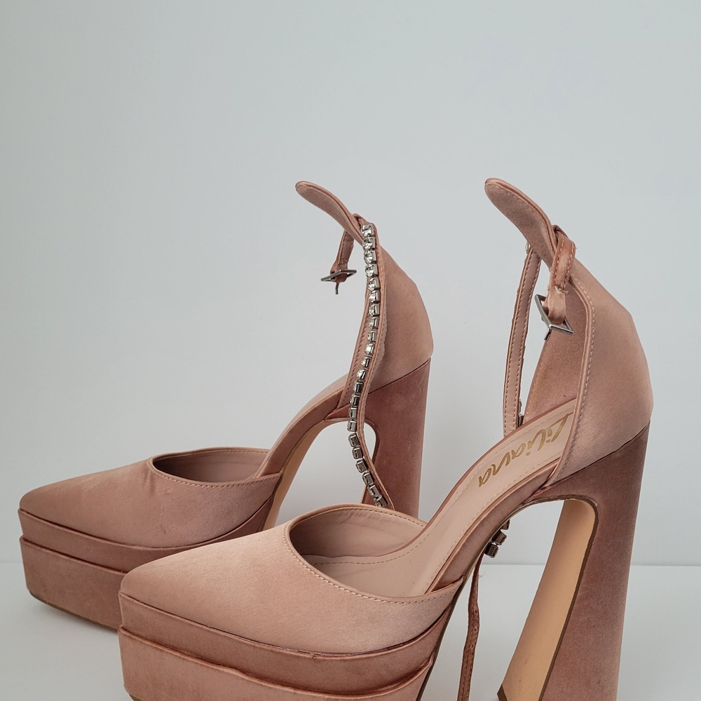 Liliana Nude Platform Heels with Sparkling Strap